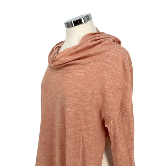 Free People Beach In A Hurry Hoodie Side Slit Pale Peach Pink Pullover One Size - Picture 4 of 12